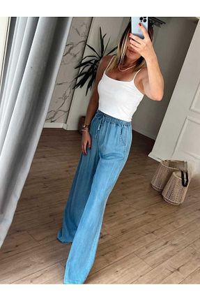 شلوار آبی زنانه Keten Görünümlü Pelin Jeans - کد 933771628
