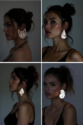 گوشواره جواهر سفید چرم Angels Passion - کد 933781304