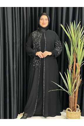 لباس مجلسی حجاب مشکی زنانه یقه دوچرخه Butik büyük beden - کد 933770397