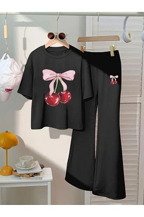 ست بالاتنه و پائین تنه مشکی بچه گانه بافت MORNİNG KİDS - کد 933811954