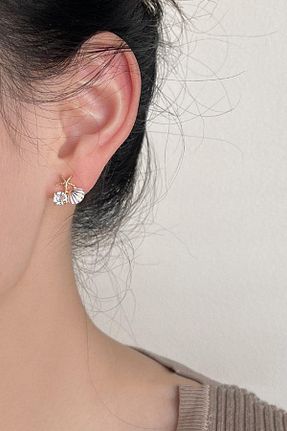 گوشواره جواهر سفید مروارید Glaren - کد 894894186