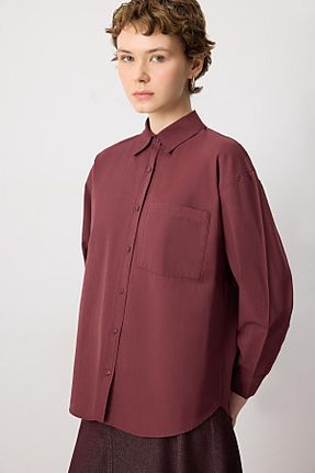 پیراهن حجاب زرشکی زنانه اورسایز Touche Prive - کد 933790491