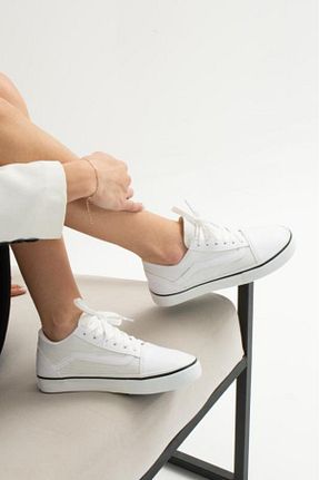 کفش اسنیکر سفید زنانه بند دار Ayax - کد 83749304