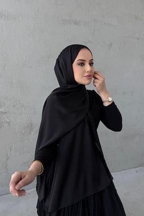 شال مشکی زنانه ابریشم Byedauzunlar - کد 933862275