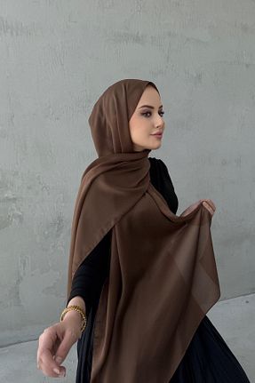 شال قهوه ای زنانه ابریشم Byedauzunlar - کد 933864264