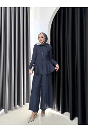 ست بالاتنه و پائین تنه حجاب سرمه ای زنانه Anvelop Melike Tatar - کد 933857352