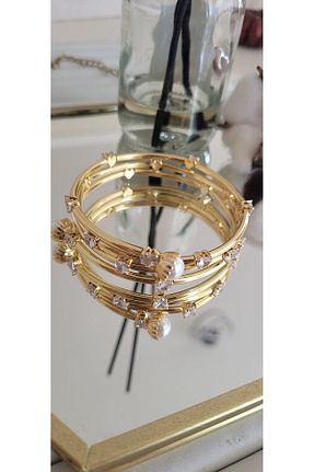 دستبند جواهر زرد زنانه مروارید YİĞİTKARANAKSESUAR - کد 933915833