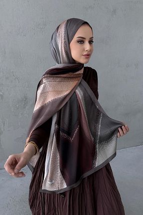 شال طوسی زنانه ابریشم Byedauzunlar - کد 933888262