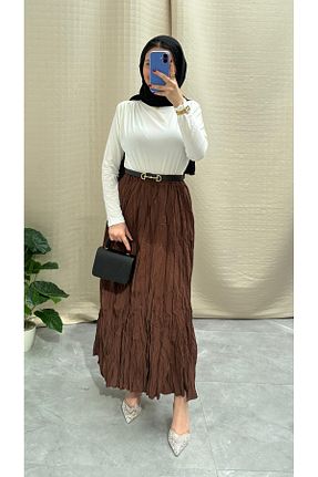 دامن حجاب قهوه ای زنانه رگولار NİSUM MODA - کد 933901716
