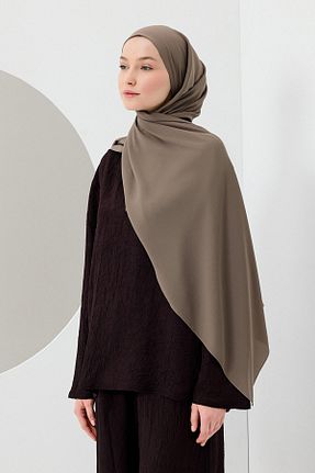 شال بژ زنانه کرپ Qef - کد 933881516