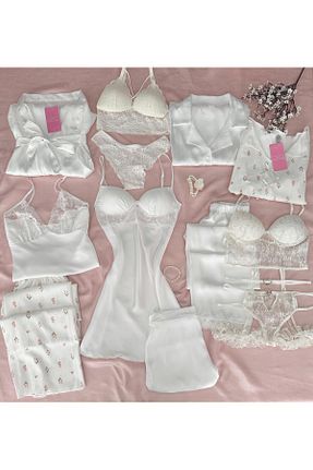 ربدوشام سفید زنانه ساتن MH Moony Homewears - کد 934708929