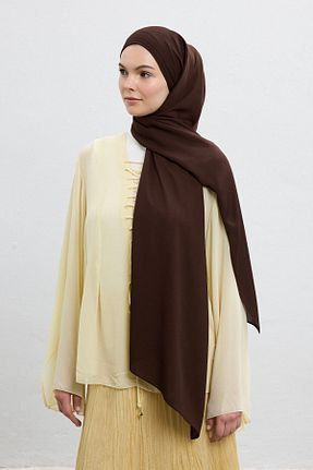 شال قهوه ای زنانه کرپ Qef - کد 933881006