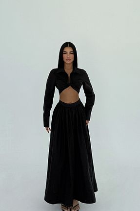 ست بالاتنه و پائین تنه مشکی زنانه بافتنی Eyyo - کد 933899458