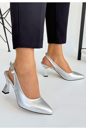 کفش پاشنه بلند کلاسیک طوسی زنانه ساتن Nil Shoes - کد 933962410
