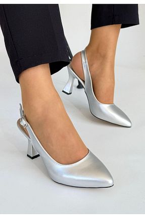 کفش پاشنه بلند کلاسیک طوسی زنانه ساتن Nil Shoes - کد 933962410