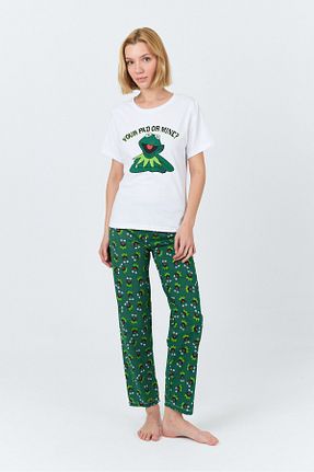 ست لباس راحتی خاکی زنانه چاپی macharel jeans - کد 933979614