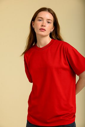 تیشرت قرمز زنانه اورسایز GUARAZ - کد 930989729