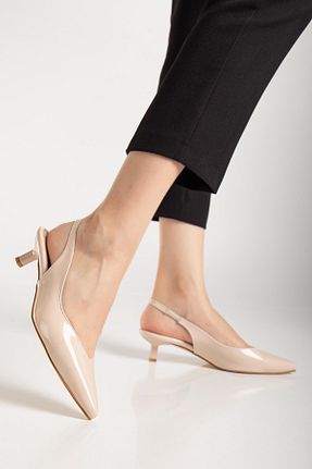 کفش پاشنه بلند کلاسیک بژ زنانه چرم مصنوعی SUİNS SHOES - کد 933984252
