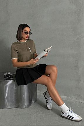 تیشرت خاکی زنانه Relaxed SERSHE - کد 933983360