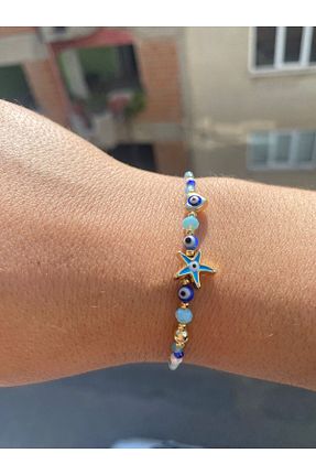 دستبند جواهر آبی زنانه منجق FLOWER SY - کد 934001685