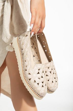 کفش اسپادریل بژ زنانه چرم مصنوعی EYLÜLDEN MODA SHOES - کد 934003781