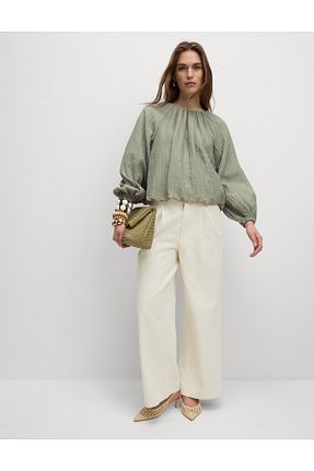 شلوار جین بژ زنانه پاچه گشاد Marks & Spencer - کد 934014773