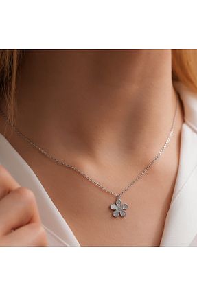 گردنبند نقره طوسی زنانه 925 عیار Akar Jewellery - کد 900684812