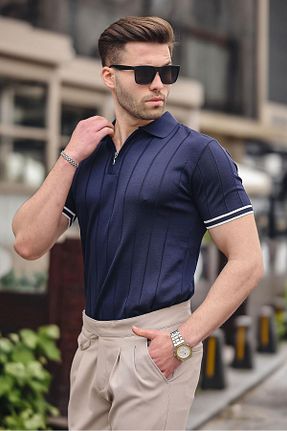 پولوشرت سرمه ای مردانه پلی استر Madmext - کد 825738272