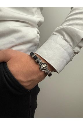 دستبند جواهر مشکی مردانه چرم Butik - کد 934055978