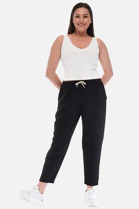 شلوار سایز بزرگ مشکی زنانه پلی استر CEDY DENIM - کد 692170808