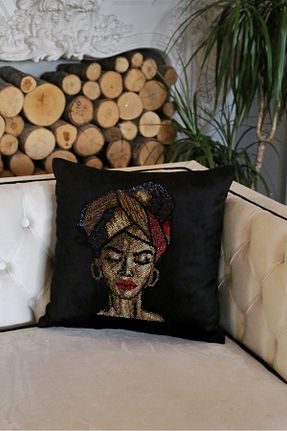 کوسن و روکش کوسن مشکی مخمل RICH GLAM HOME - کد 933320413