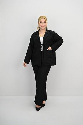 ست بالاتنه و پائین تنه سایز بزرگ مشکی زنانه فاق بلند Koza Butik - کد 934115401