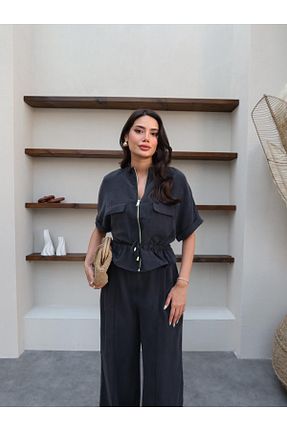 ست بالاتنه و پائین تنه طوسی زنانه بافتنی ESRAHELVACI - کد 934144945