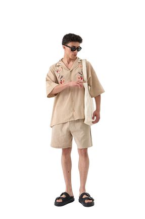پیراهن قهوه ای مردانه اورسایز THE DAD - کد 934138853