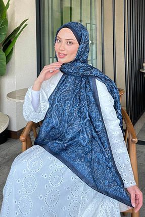 شال سرمه ای زنانه پنبه ای lamelif - کد 934134492