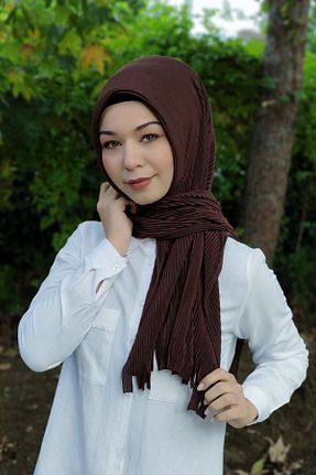 شال قهوه ای زنانه پنبه ای Moda Mevsimi - کد 185822817