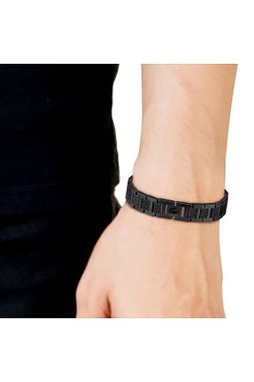دستبند جواهر مشکی مردانه استیل (فولاد) Lacoste - کد 870487630