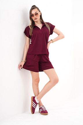 ست بالاتنه و پائین تنه زرشکی زنانه بافت Şimal - کد 934230685