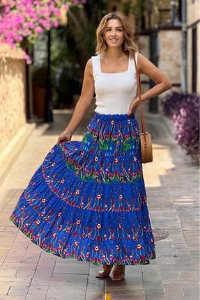 دامن آبی زنانه طرح دار Nevin Kaya Moda - کد 934229360