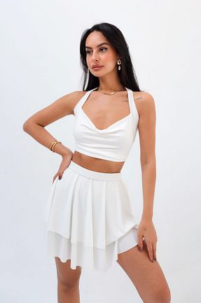 ست بالاتنه و پائین تنه سفید زنانه بافتنی STANVİA - کد 934229901