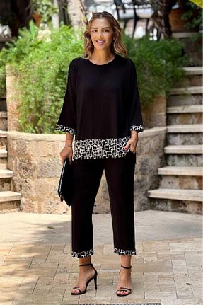 ست بالاتنه و پائین تنه مشکی زنانه بافتنی Nevin Kaya Moda - کد 934226663
