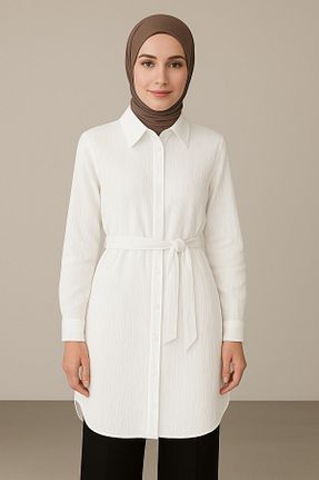 تونیک حجاب سفید زنانه پنبه ای Nergis Neva Butik - کد 929702738
