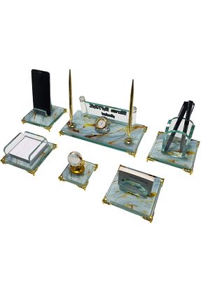 ست رومیزی اداری طلائی Sentez Masa Üstü İsimlik - کد 807075835