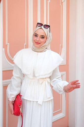 لباس حجاب سفید زنانه Çan Butik - کد 934257890