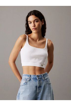 تیشرت سفید زنانه یقه U Calvin Klein - کد 935497773