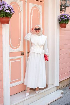 لباس حجاب سفید زنانه Çan Butik - کد 934257890