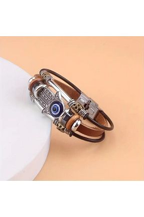 دستبند جواهر قهوه ای زنانه چرم Shehlaa - کد 878418613