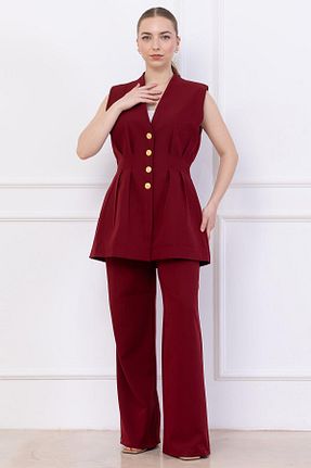ست بالاتنه و پائین تنه زرشکی زنانه بافتنی SENSTIL - کد 934262350