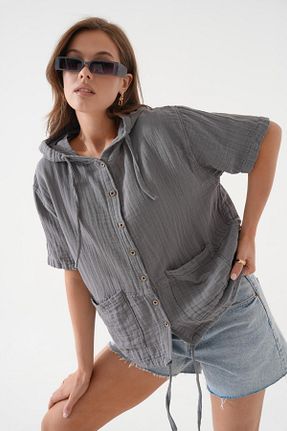 پیراهن طوسی زنانه اورسایز QAWWA - کد 934202914