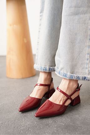کفش پاشنه بلند کلاسیک زرشکی زنانه چرم GOFFSHOES - کد 934290305